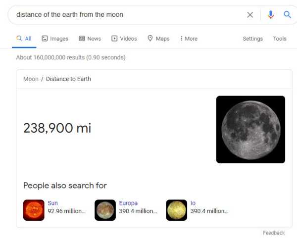 An implicit question - the distance from the earth to the moon