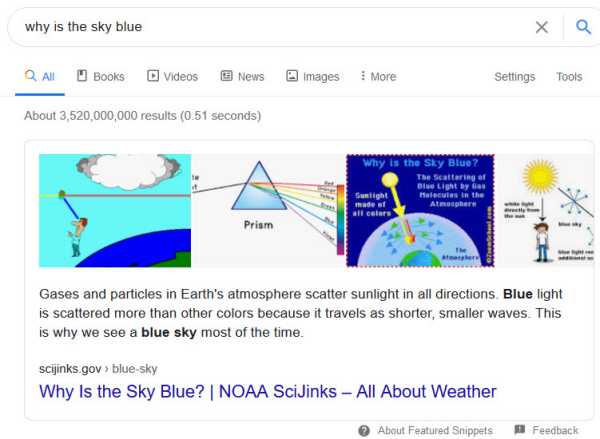 featured snippet answers - why is the sky blue