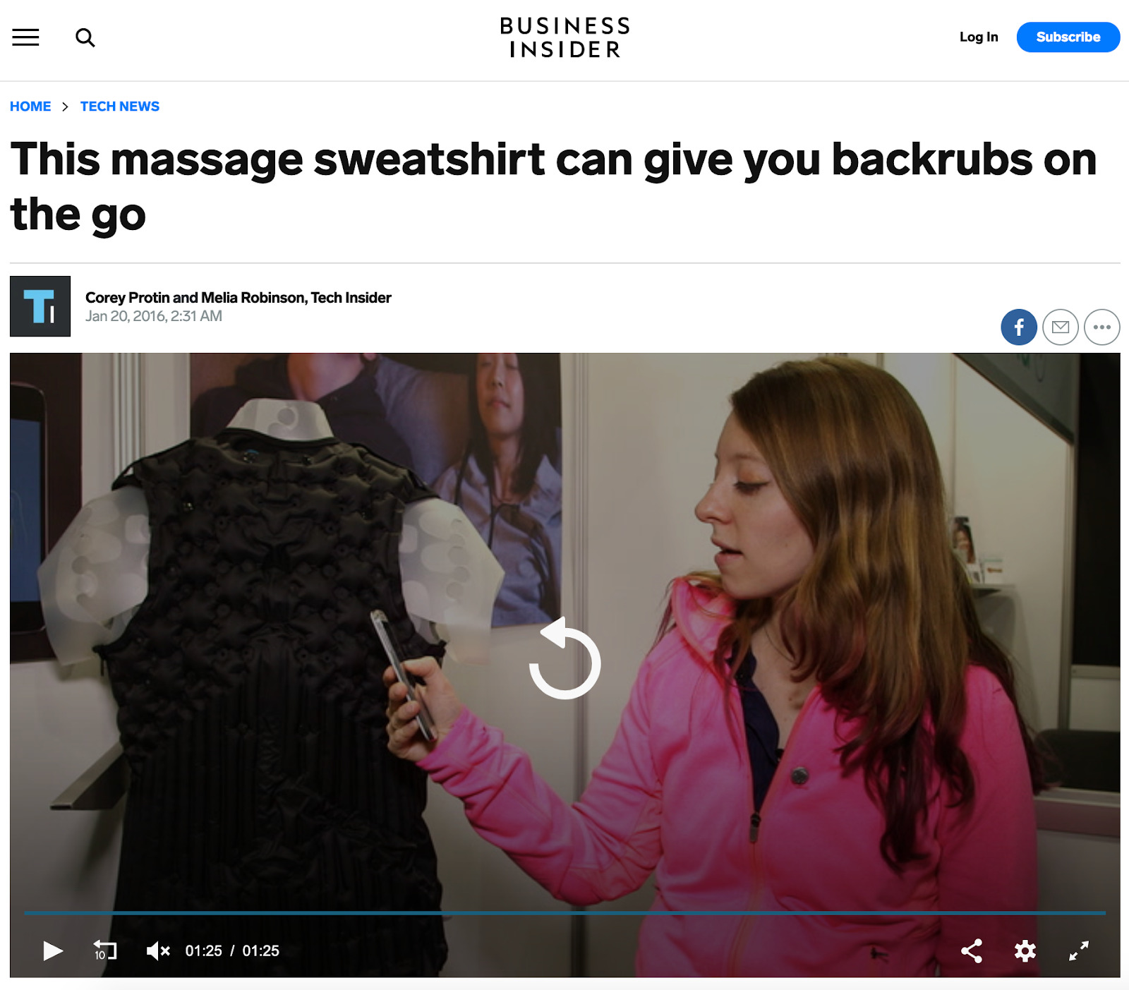 TWare massage sweatshirt gives backrubs   Business Insider