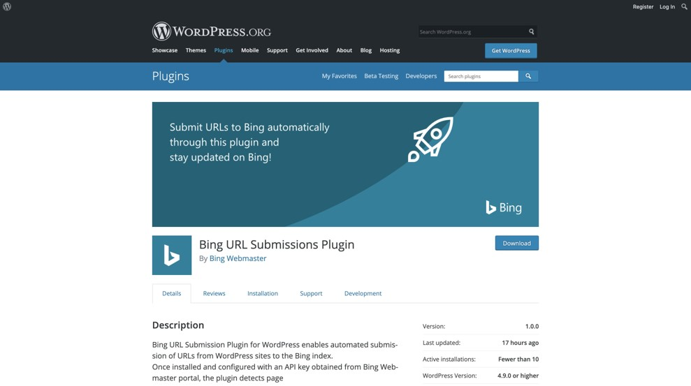Wordpress submit URLs to Bing