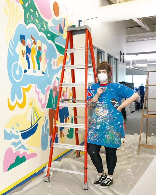 Google Mural Painting In Office During COVID