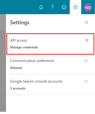 Manage credentials for oAUTH API access