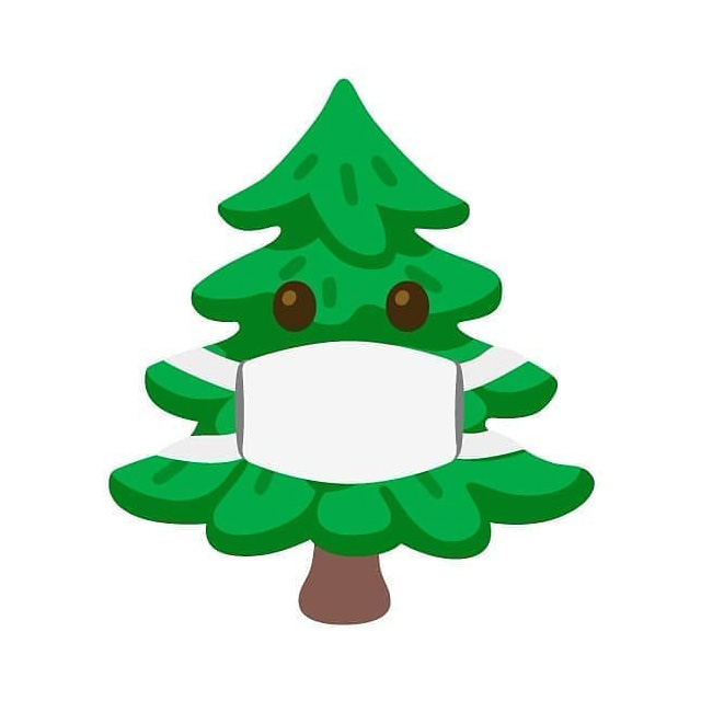 Christmas Tree With A Mask Emoji From Google