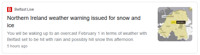 Image with a news story in the News tab