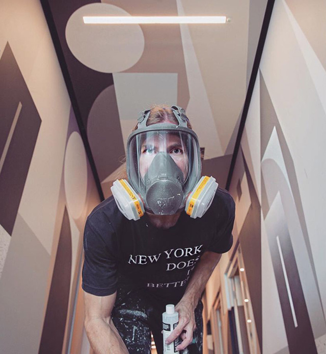 Painting Google NYC Office With A Gas Mask