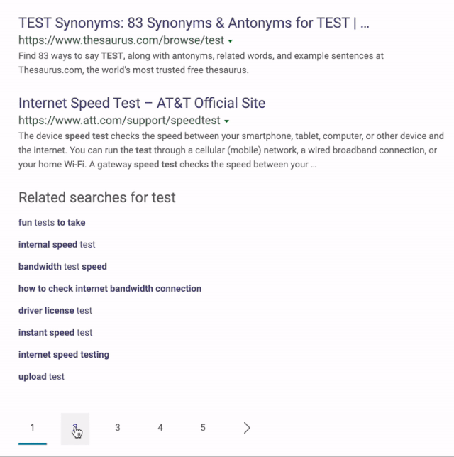 Bing Search Results Turn Gray On Hover Over Page Selector