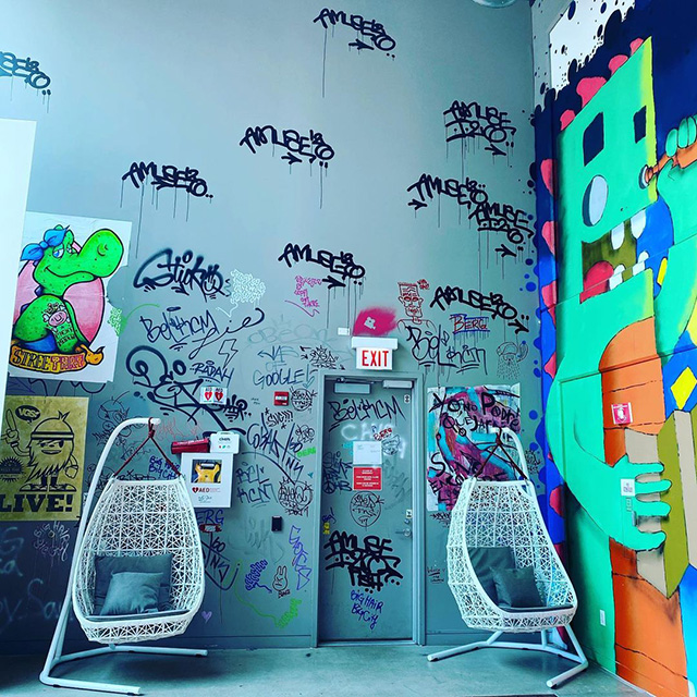 Google Chicago Graffiti Walls & Swing Chairs