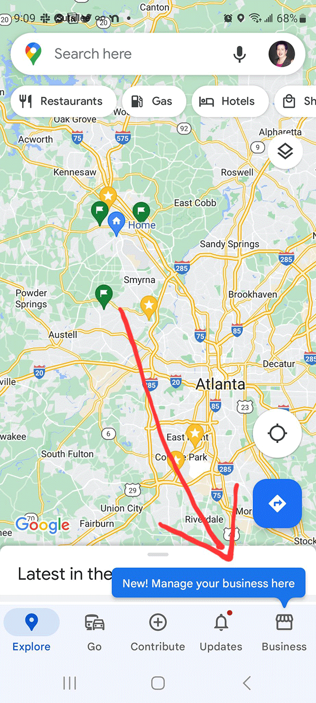Google Maps Android Business Tab