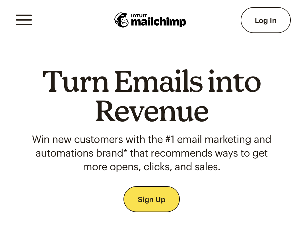 Mailchimp homepage
