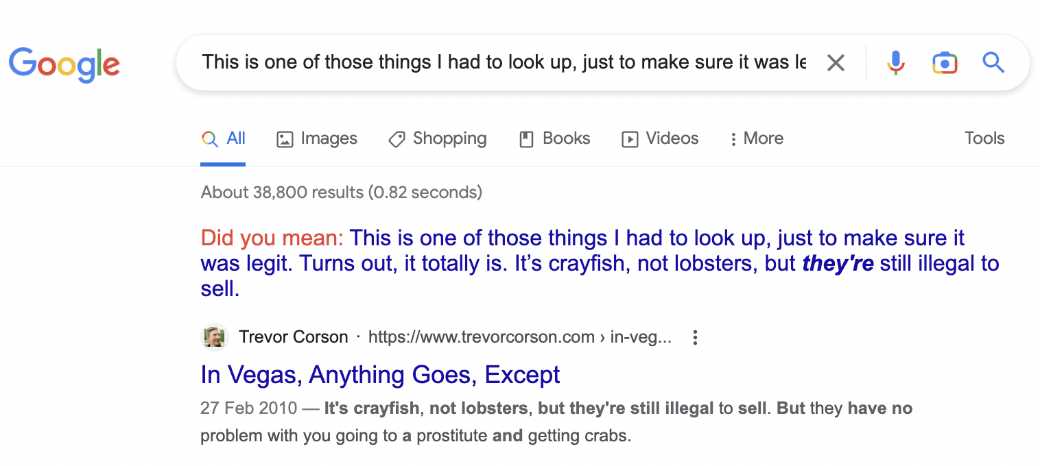 Scraped content check, via Google.com
