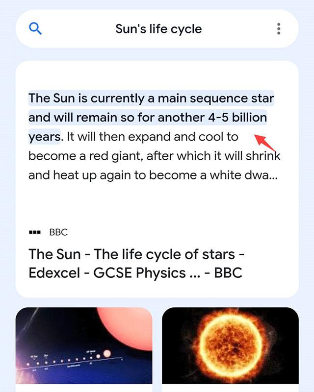 Google Explore Snippet Highlights Dark Blue