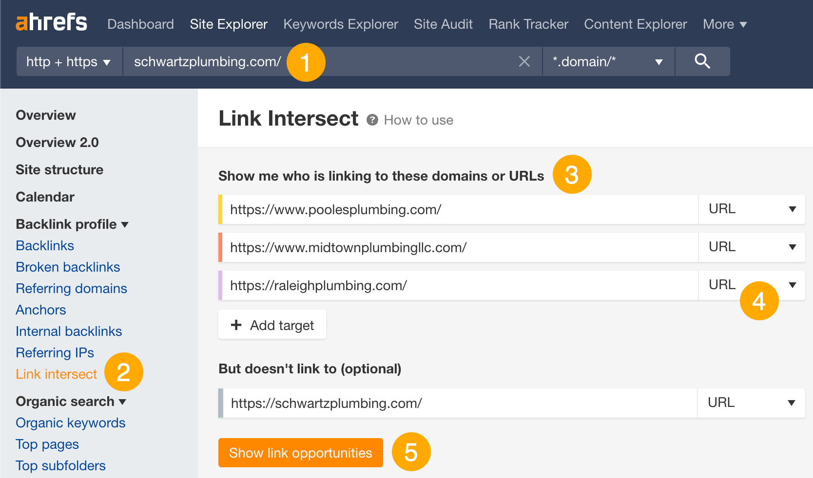 How to use the Link Intersect report in Ahrefs' Site Explorer