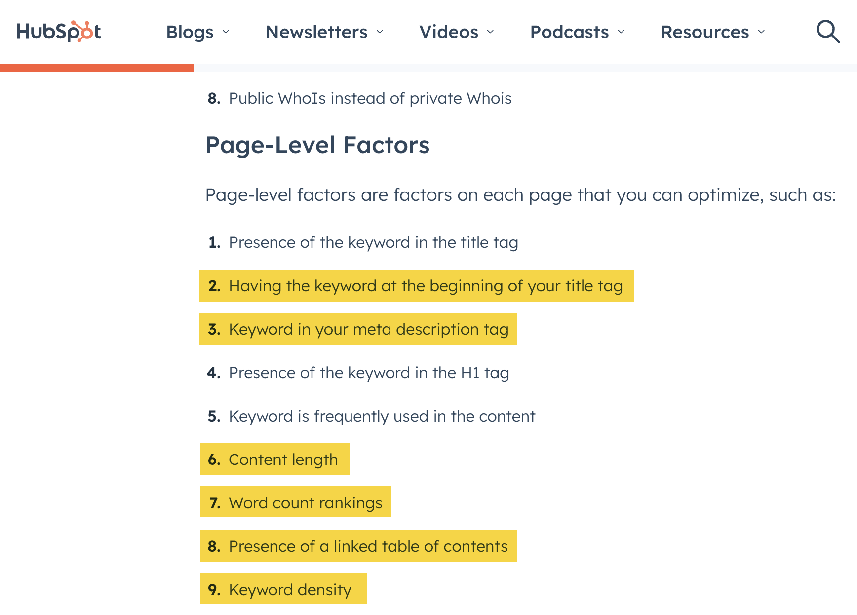 Many of the factors listed on the competing page are misleading