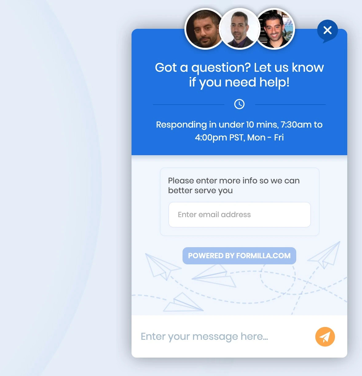 Formilla live chat WordPress plugin