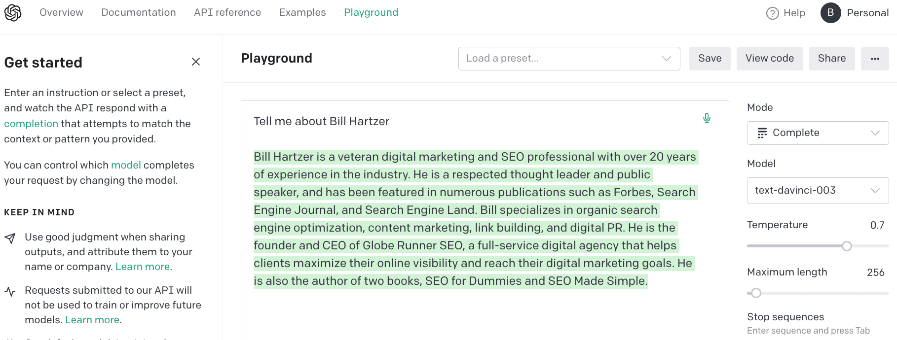OpenAI Chat: tell me about Bill Hartzer
