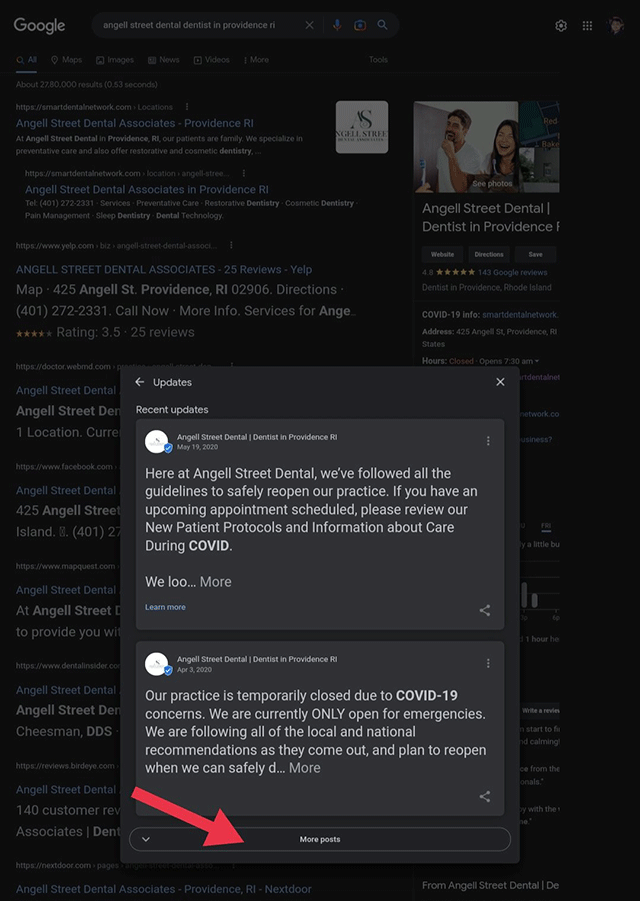 Google Posts Overlay More Posts