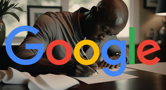 Man Verifying Google Logo