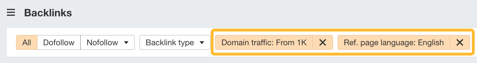Filtering backlinks in Ahrefs' Site Explorer