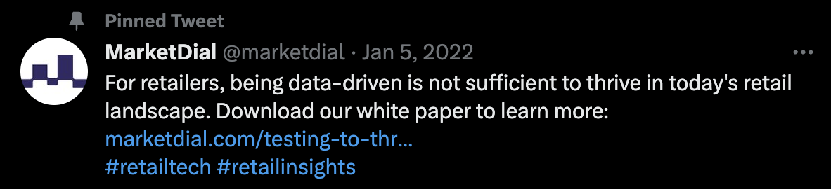 MarketDial's pinned tweet promotes... a white paper