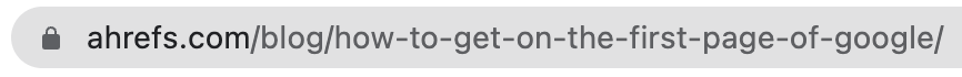 Example of a URL used with the target keyword in mind