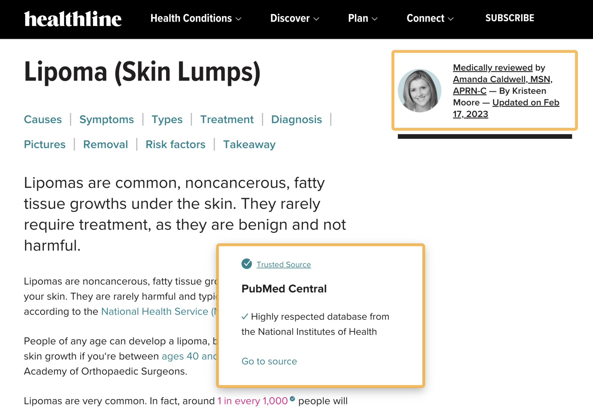 Example of how to showcase the author's expertise on the page
