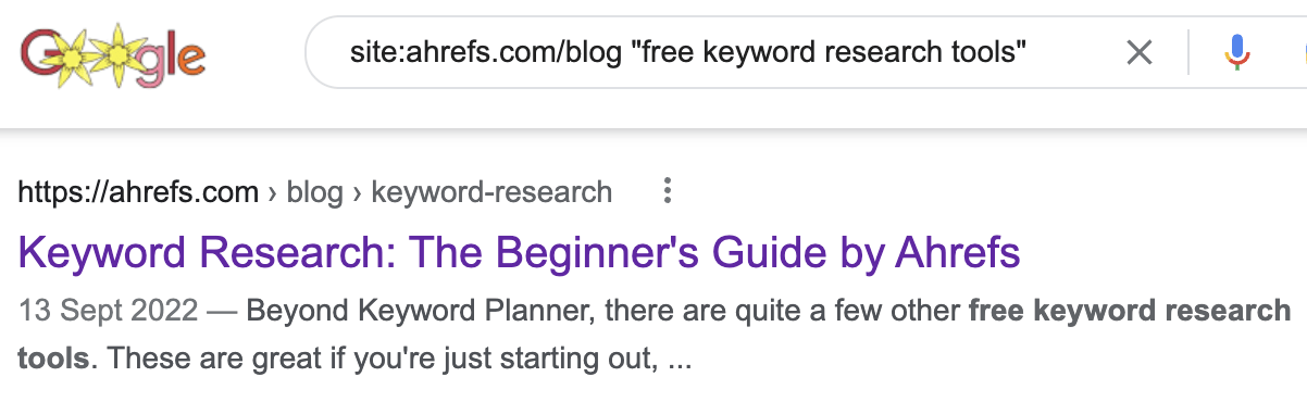 Searching for internal link opportunities in Google