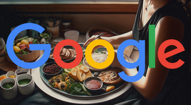Woman Sampling Food Google Logo