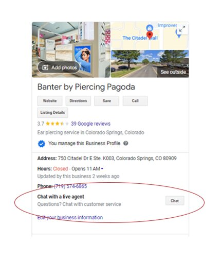Google Local Business Panel Chat With Live Agent