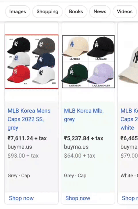Google Shopping Product Carousel Colored