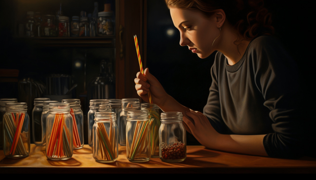 Woman Picking Straws