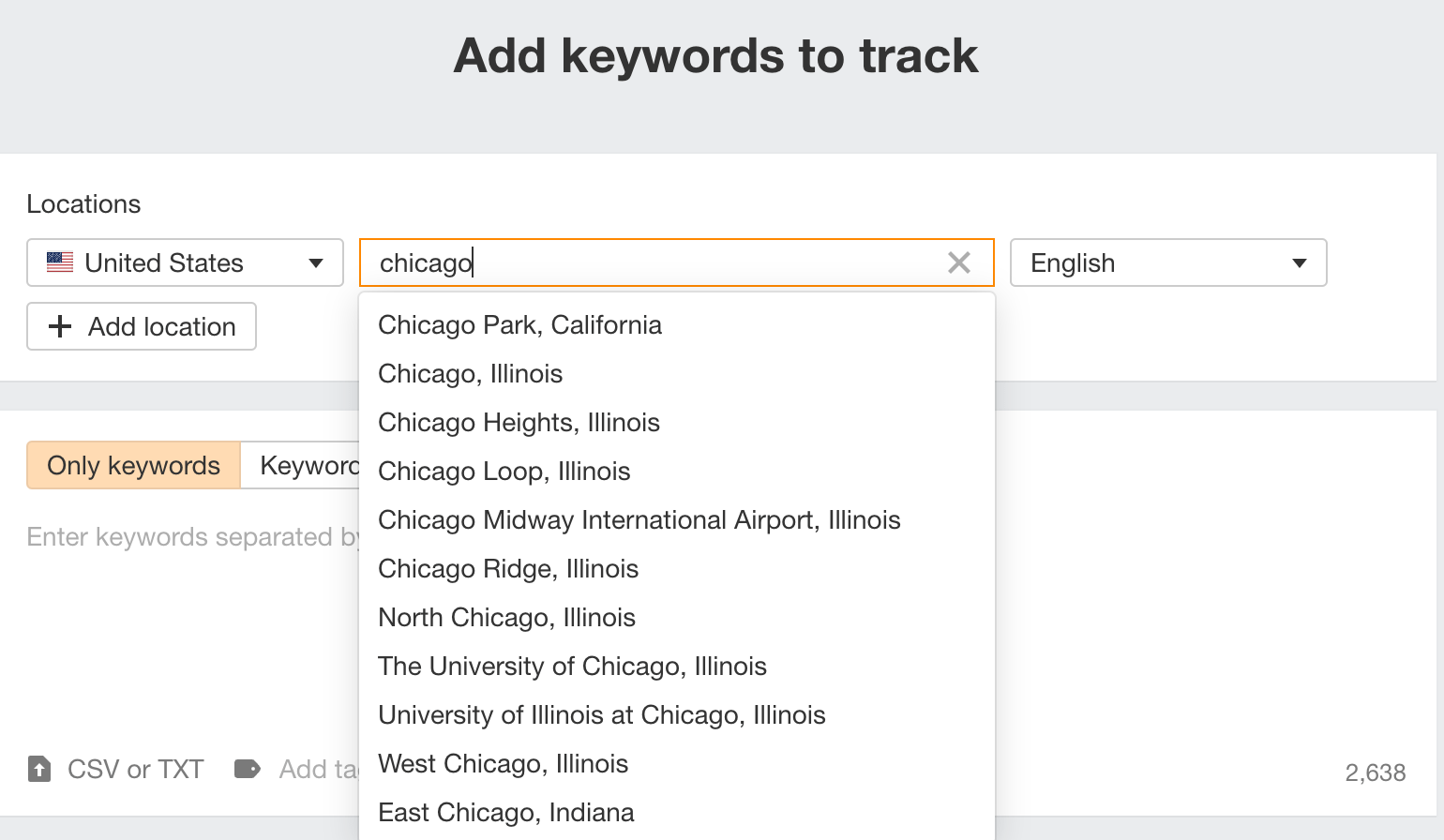 Adjusting location settings in Ahrefs' Rank Tracker