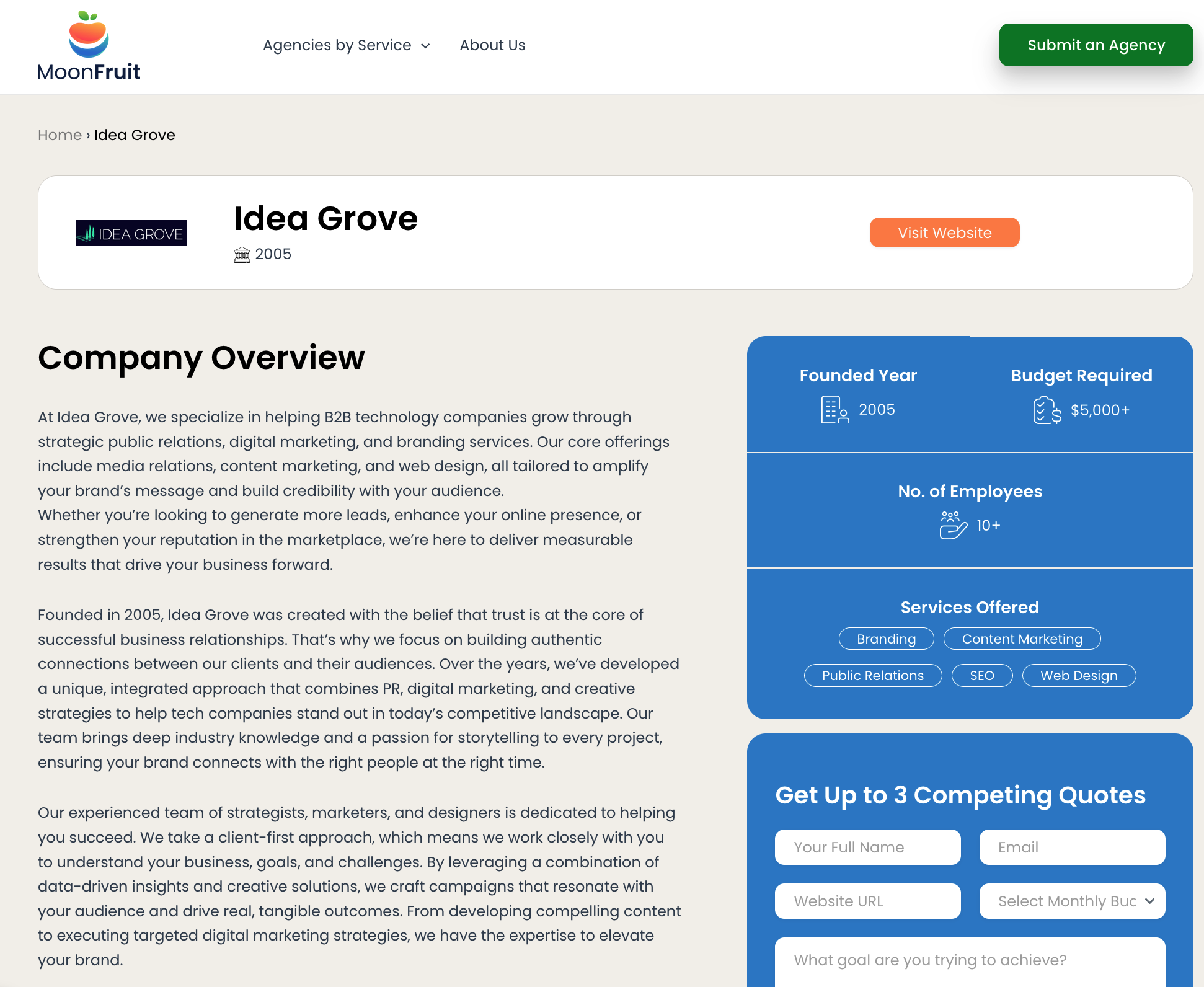 Moonfruit listing, Idea Grove