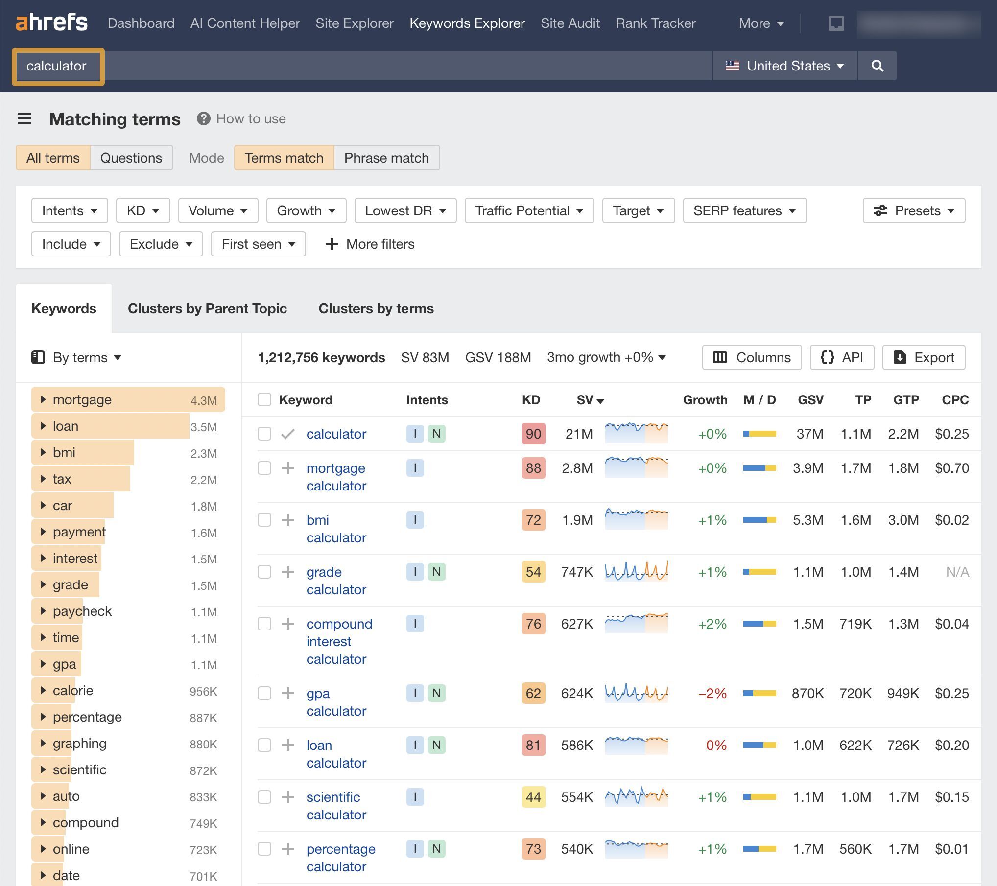 Looking for keywords related to financial calculators. 