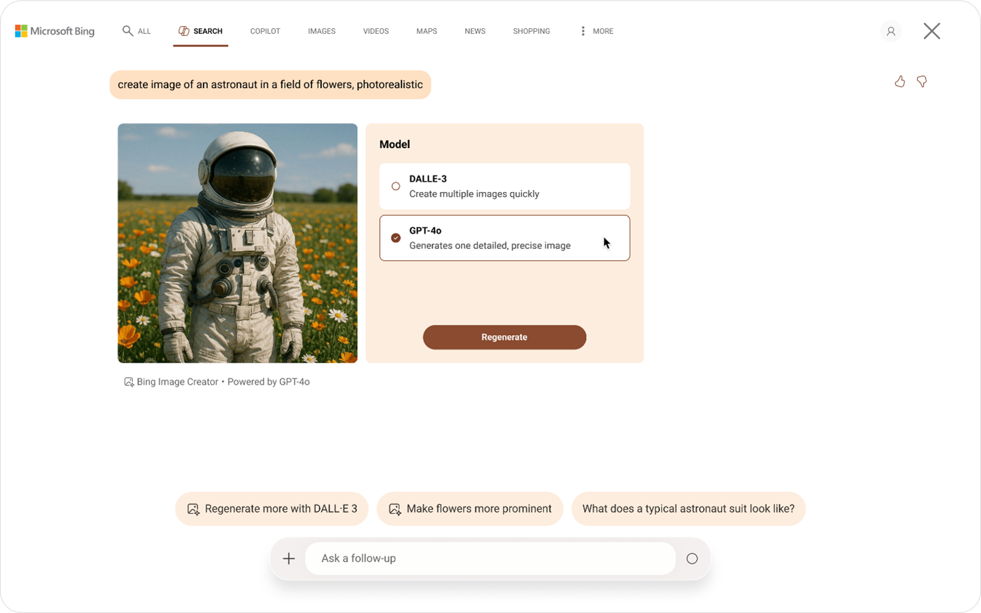 Bing image creation in Copilot search