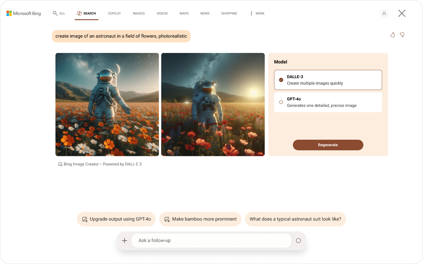 Bing image creation in Copilot search