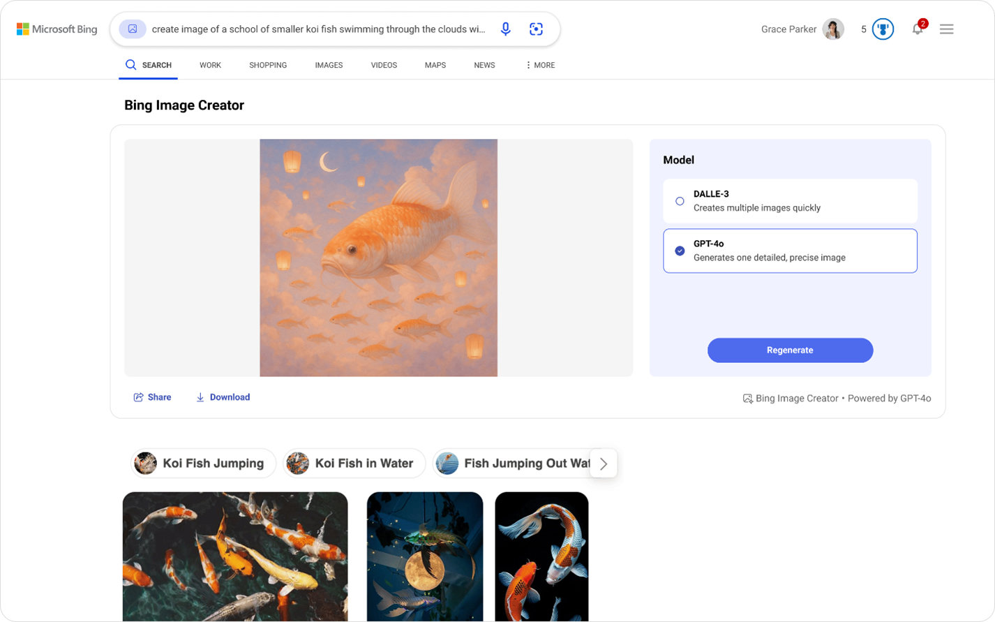 large koi fish image generated by Bing image creator