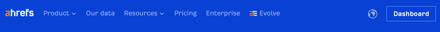 Ahrefs' main menu navigation