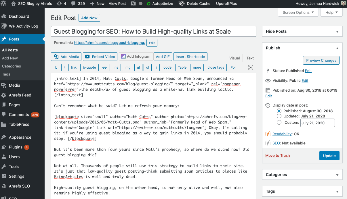 update post wordpress