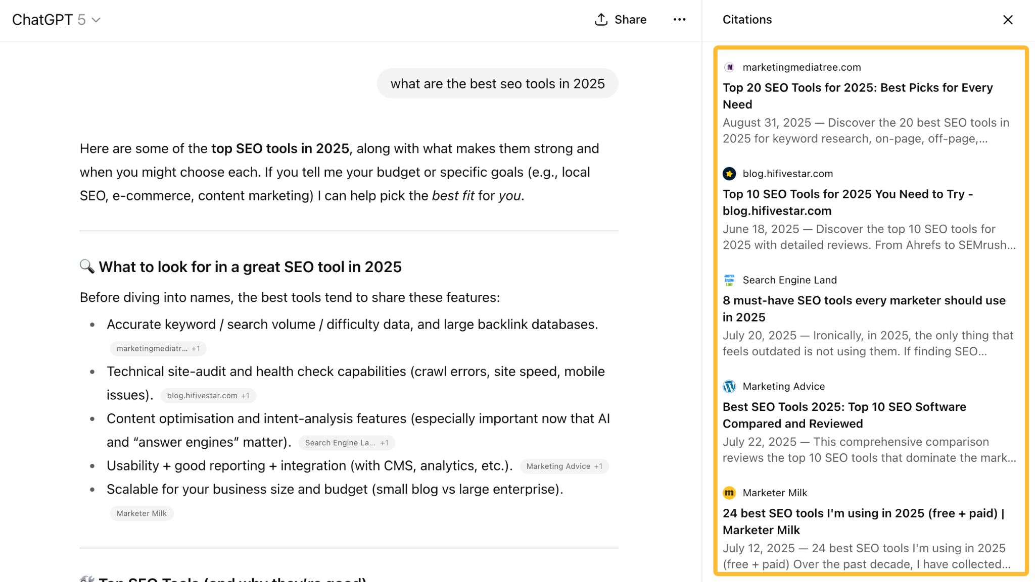 Comparing different citation lists generated by ChatGPT for the same query, highlighting the probabilistic nature of LLM responses.