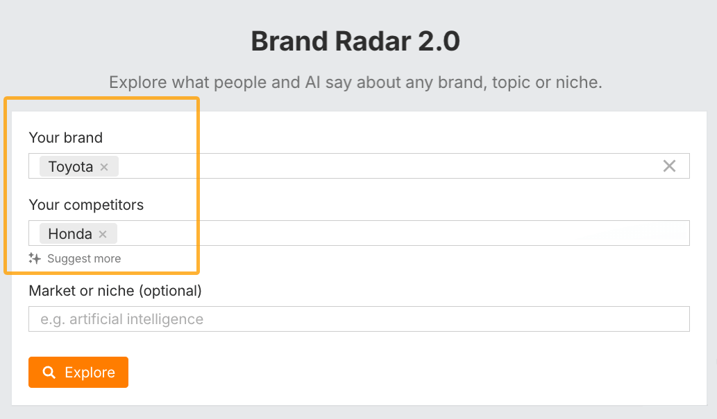 Searching your brand and competitors in Ahrefs' Brand Radar